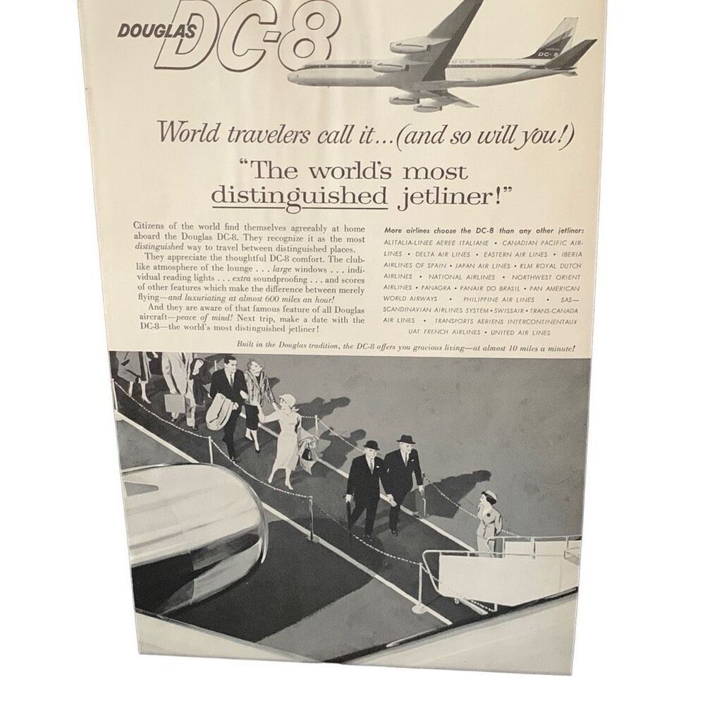 Vintage 1960 Douglas DC8 Most Distinguished Jetliner Ad Advertisment